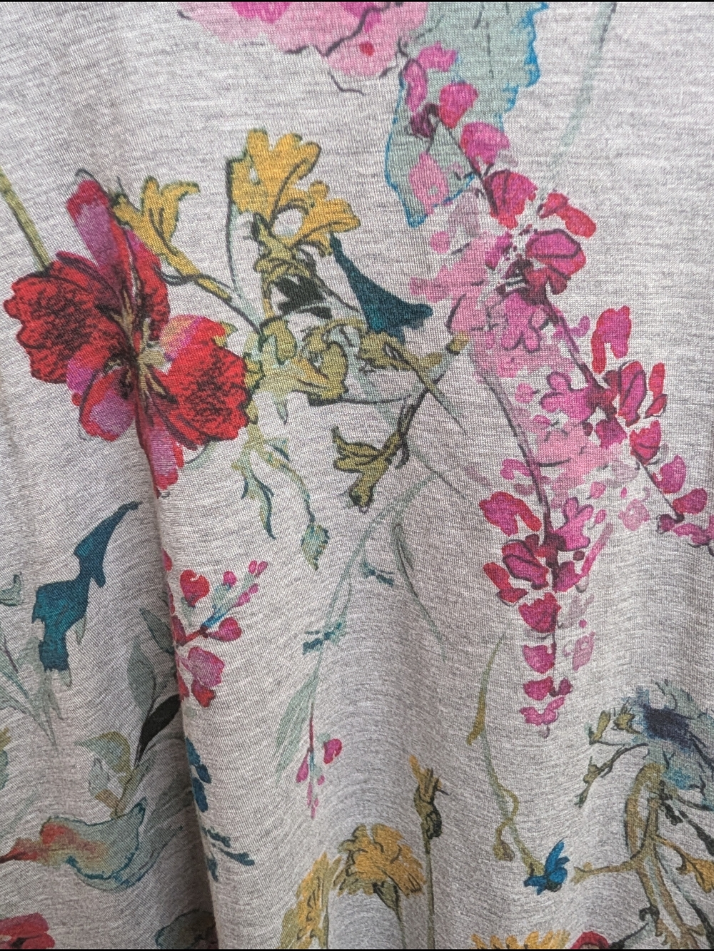 Rachel Rachel Roy Floral Top Size 1X Plus Gray Watercolor Botanical Print - Picture 5 of 8